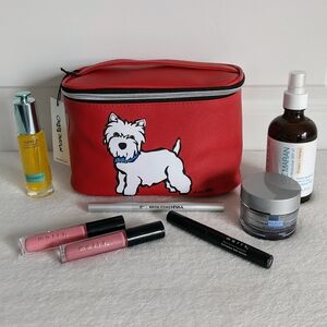 marc tetro Westie Cosmetic Case Bag Extra Large PVC Saffiano Red NWT